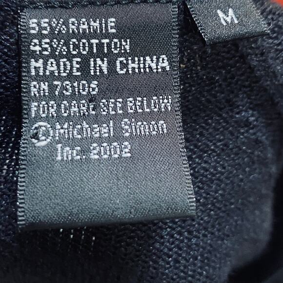 Vintage Y2k Michael Simon Sequined Cardigan Beach Island Hut Sweater Black M - Picture 8 of 9